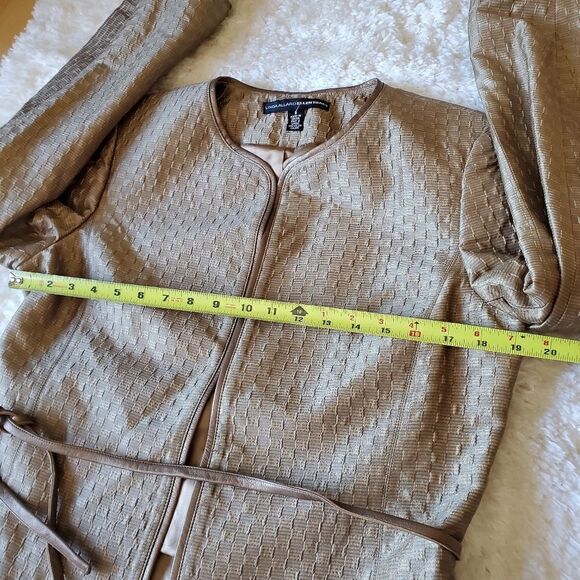 Linda Allard Ellen Tracy Silk Blazer Women's Size 8 Brown Gold Office Formal - Picture 7 of 9